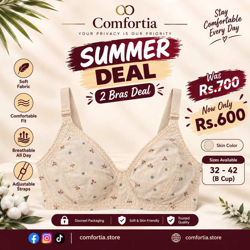 Skin Color Soft Fabric Bra – 2 Bras Deal Rs.600 | Comfortia